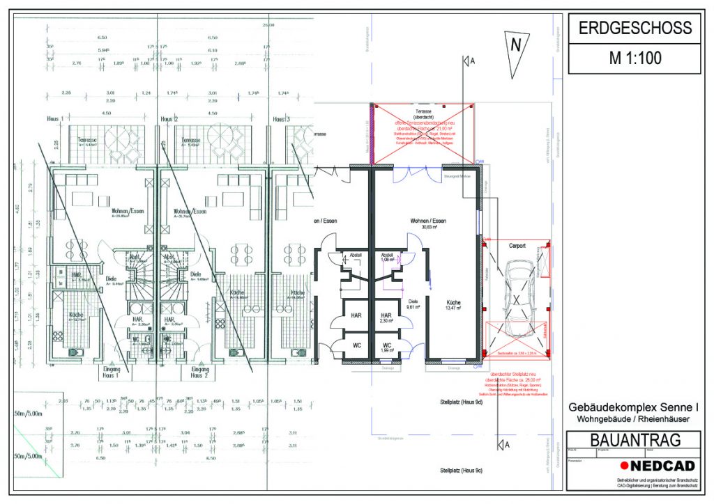 CAD-Digitalisierung - Beispiel für Rheienhäuser
