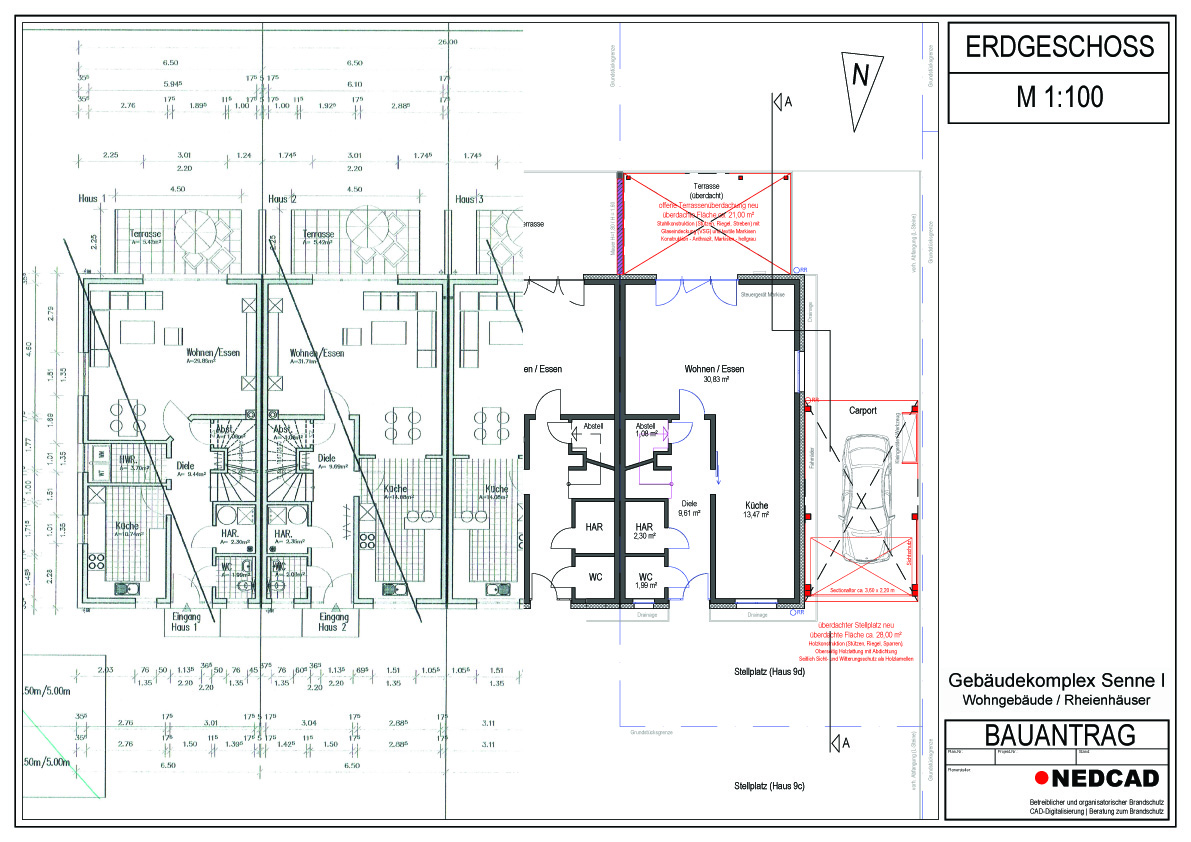 CAD-Digitalisierung - Beispiel für Rheienhäuser